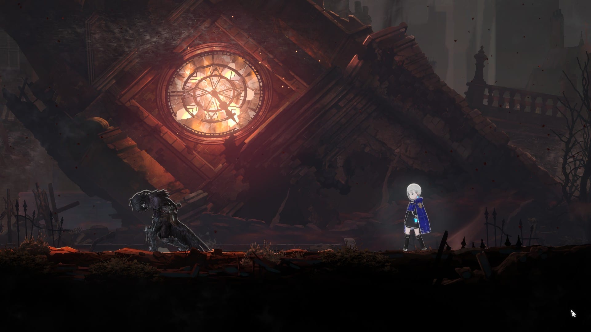 Main character of Ender Magnolia: Bloom in the Mist starting a boss fight